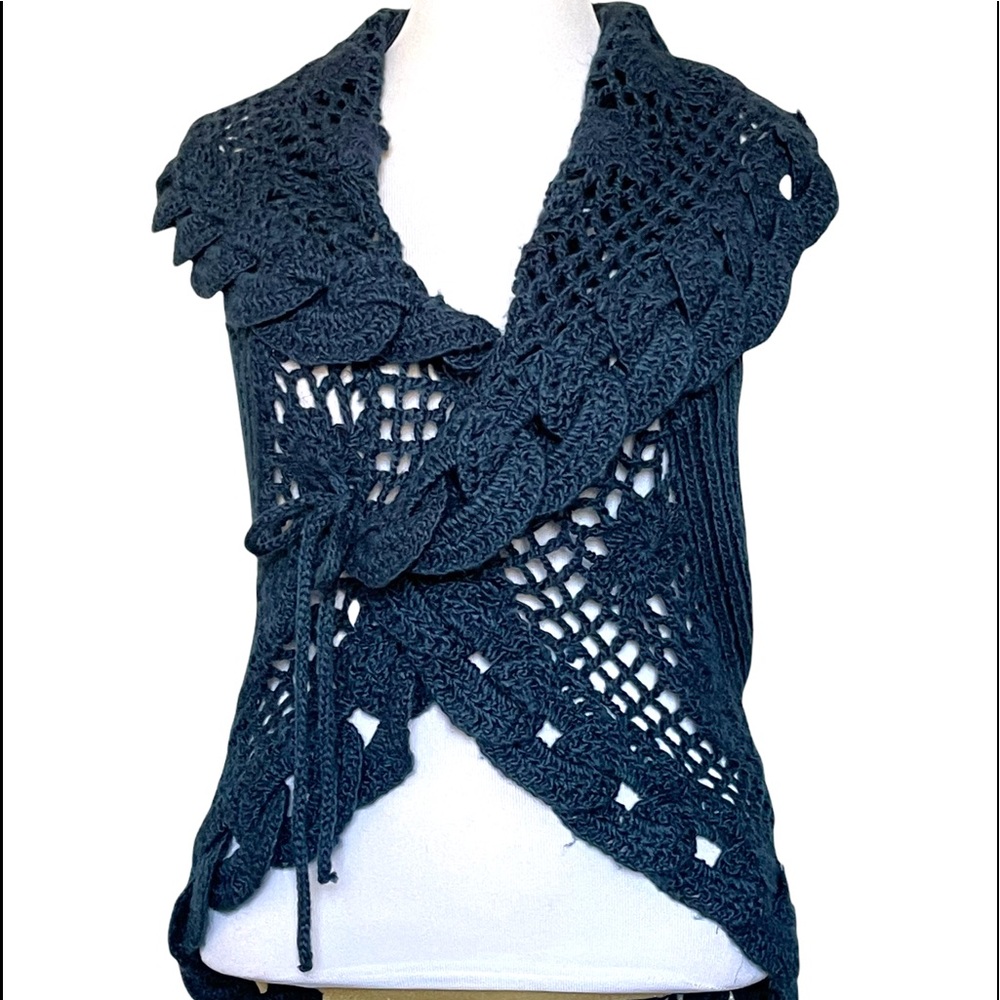John Fashion Blue Crochet Vest Size L